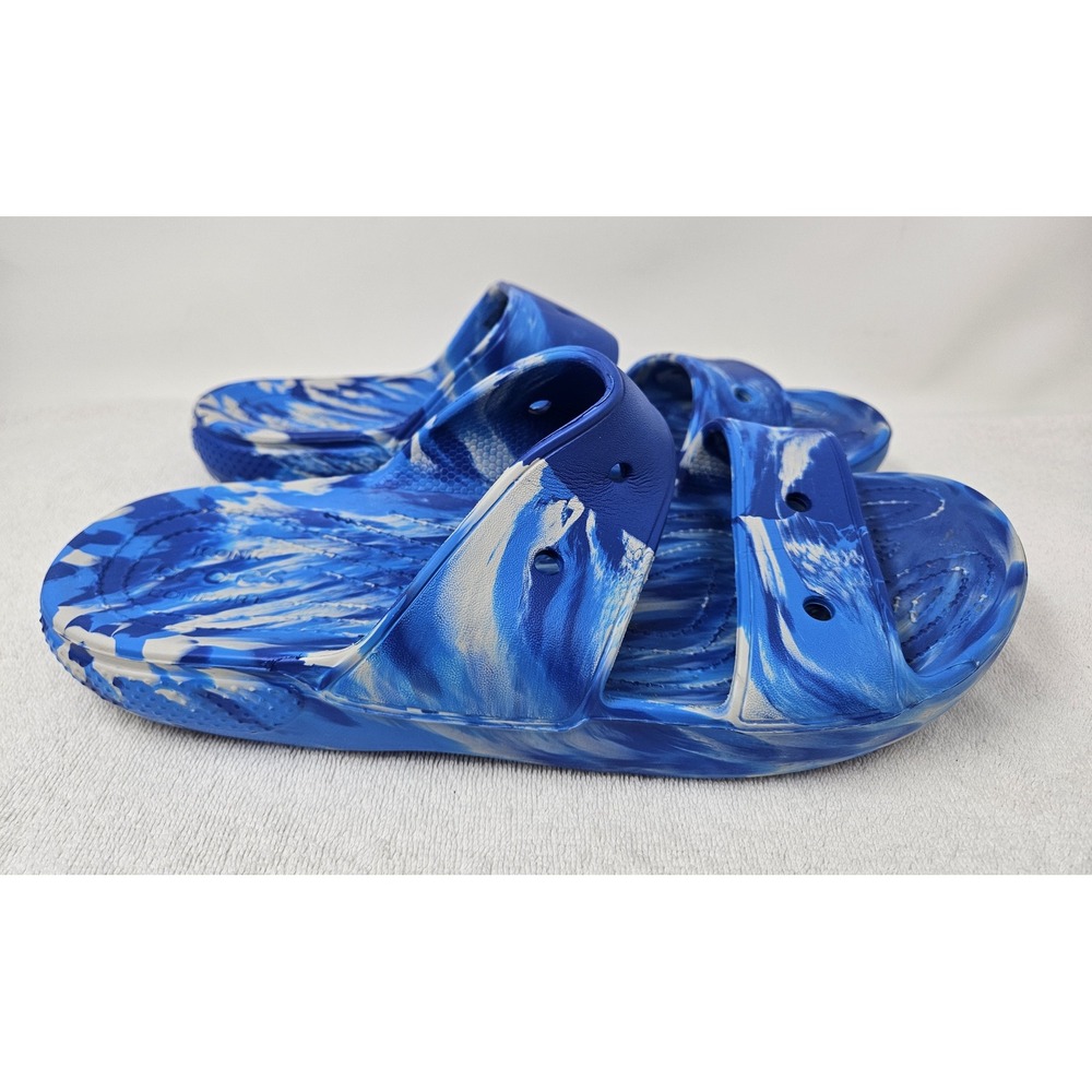 Crocs Blue Marble Two Strap Classic Comfort Sandals Men's Size 13M, EUC!